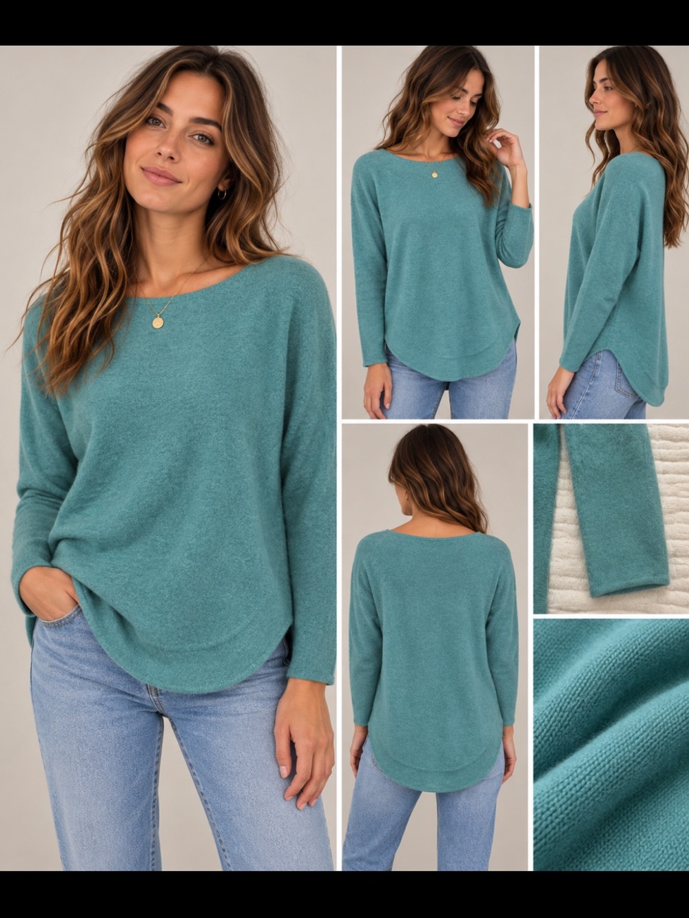 Charter Club Luxury 100% Cashmere Teal Aqua colored High Low Sweater Small.